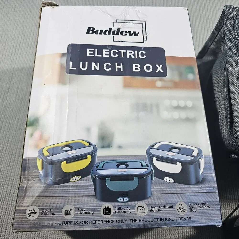 Buddew ABY-318 Electric Heated Lunch Box 1.5L w/ Insulated Bag, Fork/Spoon